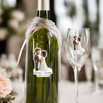 Personalized Cartoon Photo Waterproof Stickers with Name and Date Romantic Favor Label Anniversary Wedding Party Decor for Bride Groom