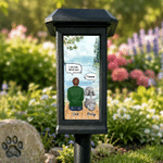 Personalized Character and 1-2 Pets Back View Solar Garden Light with Name Garden Decor Memorial Sympathy Gift for Family Pet Owner