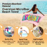 Personalised Multicolour Paisley Style Name Oversized Quick Dry Magnetic Beach Towel Summer Vacation Party Birthday Gift for Women Girls