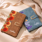 Personalised Birth Flower PU Leather A5 Notebook with Name Daily Office Use Appreciation Birthday Gift for Teachers Colleagues Friends