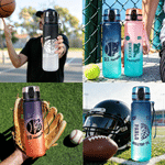 Botella de agua personalizada con diseño de animales y pelotas multicolores, con nombre y número. Regalo de cumpleaños para equipos de entrenamiento al aire libre, ideal para jugadores, entrenadores y