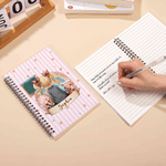 Personalised Multicolour Stripe Cartoon Character Back View A5 Spiral Journal Notebook with Name Daily Use Birthday Gift for Students