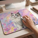 Personalized Graffiti Oil Painting Style Pet Photo Desk Mat Mouse Pad with Name Daily Use Birthday Gift for Family Friend Pet Owner