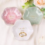 Personalized Romantic  Monogram Design Ceramic Scalloped Edge Trinket Jewellery Dish with Initials Wedding Engagement Gift for Couple