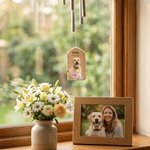 Personalised Flower Butterfly Photo Wood Wind Chime with Name and Date Memorial Sympathy Pet Loss Gift for Pet Owner Pet Lover