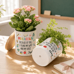 Personalised Teacher Theme Design Name Ceramic Plant Pot with Bamboo Base Daily Use Thank You Gift for Teachers