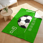 Personalised Football Soft Throw Blanket with Name and Number Home Decor Birthday Gift for Friends Family Football Players