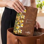 Personalised Birth Flower PU Leather A5 Notebook with Name Daily Office Use Appreciation Birthday Gift for Teachers Colleagues Friends