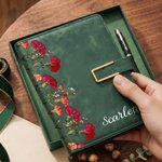Personalised Birth Flower PU Leather A5 Notebook with Name Daily Office Use Appreciation Birthday Gift for Teachers Colleagues Friends