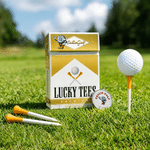 Personalized Creative Cigarette Case Golf Tee Holder Box Tag with Text and 10 Pcs Wooden Tees Game Day Birthday Gift for Golf Players