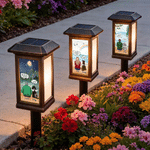 Personalized Character and 1-2 Pets Back View Solar Garden Light with Name Garden Decor Memorial Sympathy Gift for Family Pet Owner