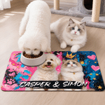 Personalized Graffiti Oil Painting Style Pet Photo Waterproof Pet Feeding Mat with Name Home Decor Pet Supplies Birthday Gift for Pet Owners