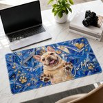 Personalized Graffiti Oil Painting Style Pet Photo Desk Mat Mouse Pad with Name Daily Use Birthday Gift for Family Friend Pet Owner