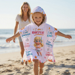Personalized Cute Cartoon Diving Character Soft Quick Dry Hooded Beach Towel with Name Summer Vacation Travel Essentials Gift for Kids Family