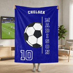 Personalised Football Soft Throw Blanket with Name and Number Home Decor Birthday Gift for Friends Family Football Players