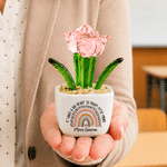 Personalised Teach Love Watch Them Grow Rainbow Glass Tulip Potted Plants with Text Desk Office Shelf Decor Back to School Gift for Teacher