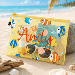 Personalized Multi-Color Sea Creature Pattern PVC Beach Bag with Name Daily Use Birthday Gift for Family Friends