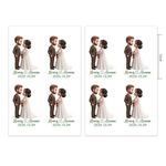 Personalized Cartoon Photo Waterproof Stickers with Name and Date Romantic Favor Label Anniversary Wedding Party Decor for Bride Groom