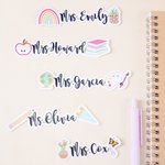 Personalised Apple Books Rainbow Teacher Elements Text Waterproof Stickers Celebration Teacher's Day Back to School Gift for Teacher