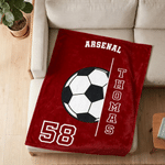 Personalised Football Soft Throw Blanket with Name and Number Home Decor Birthday Gift for Friends Family Football Players