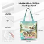 Personalized Retro Style Sandbeach Skull Durable Canvas Tote Bag with Name Beach Party Summer Vacation Birthday Gift for Girl Boy