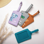 Personalized Cartoon Animal Says Hello PU Leather Passport Holder Luggage Tag Set with Name Travel Accessory Birthday Gift for Kids