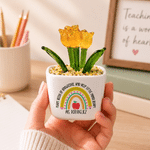 Personalised Teach Love Watch Them Grow Rainbow Glass Tulip Potted Plants with Text Desk Office Shelf Decor Back to School Gift for Teacher