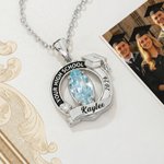 Personalized Birthstone Graduation Cap Commemorate Necklace with School Name and Year Graduation Ceremony Birthday Gift for Graduates Girls