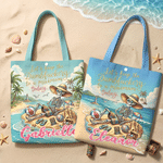 Personalized Retro Style Sandbeach Skull Durable Canvas Tote Bag with Name Beach Party Summer Vacation Birthday Gift for Girl Boy