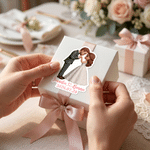 Personalized Cartoon Photo Waterproof Stickers with Name and Date Romantic Favor Label Anniversary Wedding Party Decor for Bride Groom