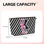 Personalized Durable Striped Team Makeup Bag with Name and Initial Daily Use Cheer Camp Birthday Gift for Girl Cheerleader Student