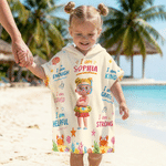 Personalized Cute Cartoon Diving Character Soft Quick Dry Hooded Beach Towel with Name Summer Vacation Travel Essentials Gift for Kids Family