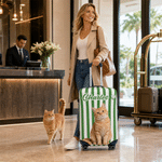 Personalized Striped Pet Photo Luggage Cover Fits 18-32 Inches Suitcase with Name Travel Accessories Birthday Gift for Pet Lovers