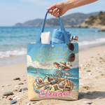 Personalized Retro Style Sandbeach Skull Durable Canvas Tote Bag with Name Beach Party Summer Vacation Birthday Gift for Girl Boy