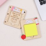 Personalised Apple Pencil Wood Sticky Note Holder Set with Title and Surname Appreciation Back to School Season Gift for Teacher