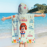 Personalized Cute Cartoon Diving Character Soft Quick Dry Hooded Beach Towel with Name Summer Vacation Travel Essentials Gift for Kids Family