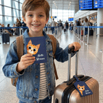 Personalized Cartoon Animal Says Hello PU Leather Passport Holder Luggage Tag Set with Name Travel Accessory Birthday Gift for Kids