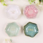 Personalized Romantic  Monogram Design Ceramic Scalloped Edge Trinket Jewellery Dish with Initials Wedding Engagement Gift for Couple
