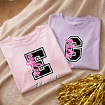 Personalized Unique Team Mascot Initial Crop Top T-shirt with Name and Daily Wear Cheer Camp Practice Birthday Gift for Woman Girl Cheerleader
