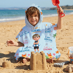 Personalized Cute Cartoon Diving Character Soft Quick Dry Hooded Beach Towel with Name Summer Vacation Travel Essentials Gift for Kids Family