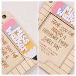 Personalised Apple Pencil Wood Sticky Note Holder Set with Title and Surname Appreciation Back to School Season Gift for Teacher