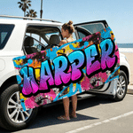 Personalized Graffiti Design Oversized Quick Dry Magnetic Beach Towel with Name Summer Vacation Accessory Birthday Gift for Family Friends