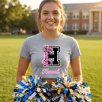 Personalized Unique Team Mascot Initial Crop Top T-shirt with Name and Daily Wear Cheer Camp Practice Birthday Gift for Woman Girl Cheerleader