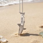 Personalized Realistic Shark Necklace with Name Daily Wear Birthday Anniversary Gift for Shark Lover Diving Lover Surf Lover