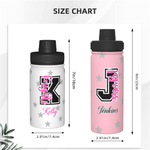 Gourde isotherme personnalisée « Color Star » pour pom-pom girl, avec initiale, 12 oz ou 18 oz, avec nom et poignée – Cadeau idéal pour les jours de match, les événements sportifs ou un anniversaire, 