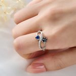Personalized Cute Paw Print Heart Birthstone Infinity Ring with Text Minimalist Jewelry Birthday Anniversary Gift for Pet Lovers Pet Owners