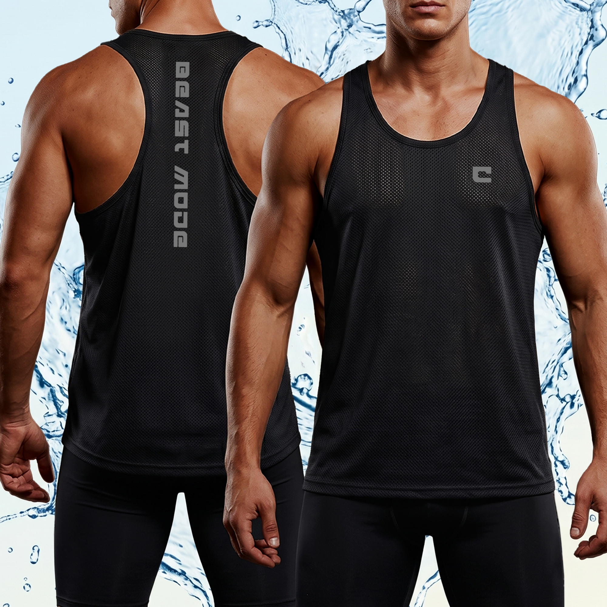 Individuell gestaltetes, mehrfarbiges Sport-Tanktop mit Initialen aus atmungsaktivem Mesh – für das tägliche Training, Spieltage oder als Geburtstagsgeschenk für Männer und Fitnessbegeisterte