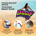 Personalized Graffiti Design Oversized Quick Dry Magnetic Beach Towel with Name Summer Vacation Accessory Birthday Gift for Family Friends