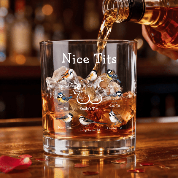 Personalized Funny Bird Tit Cactus Prick 10 oz Rock Whiskey Glass with Name Anniversary Birthday Retirement Gift for Whiskey Lover