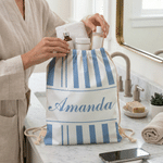 Personalised Multicolour Stripe Microfiber Drawstring Bag with Name Travel Beach Use Birthday Summer Vacation Gift for Kids Family